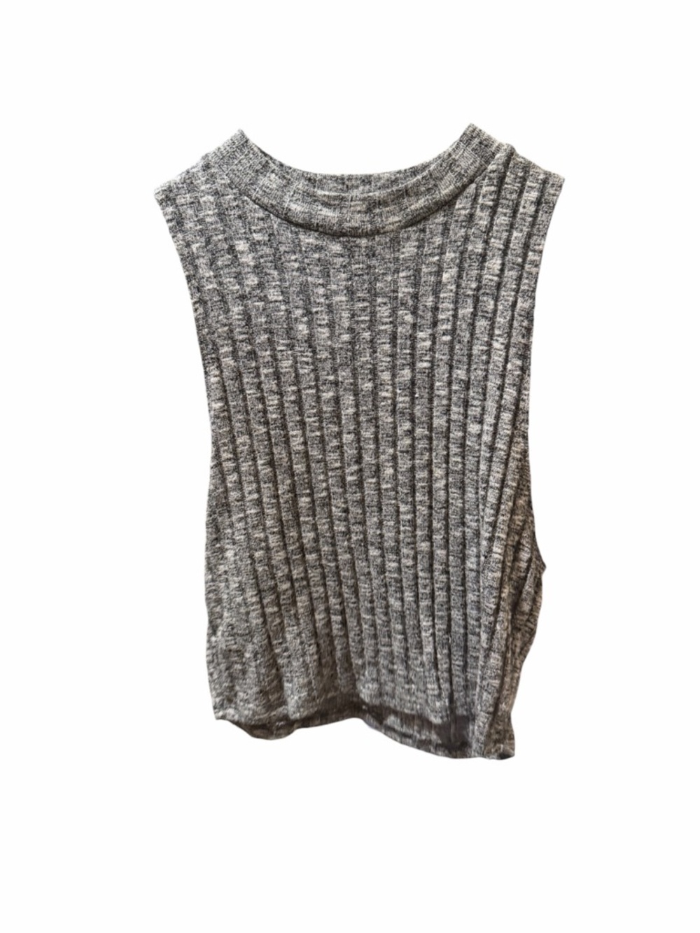 Forever 21 Gray Ribbed Sleeveless Mock Neck Tank